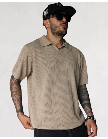 Polo en maille "island" marron