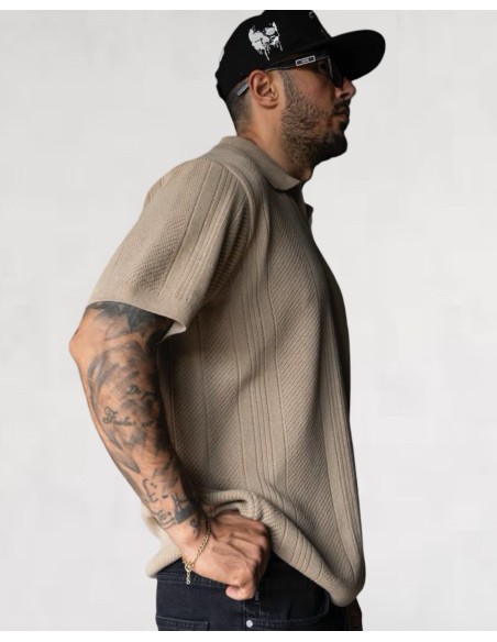 Polo en maille "island" marron