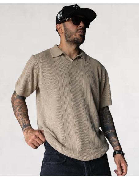 Polo en maille "island" marron