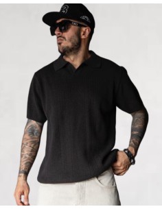 Polo en maille "island" noir