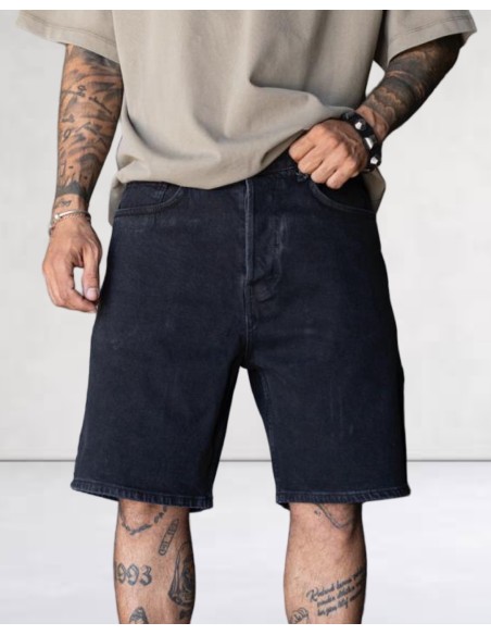 Short en jean regular noir