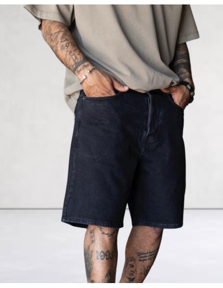 Short en jean regular noir