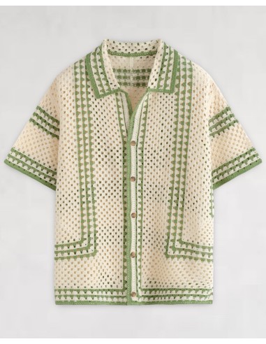 Chemisette beige et verte grosse maille "oreo"