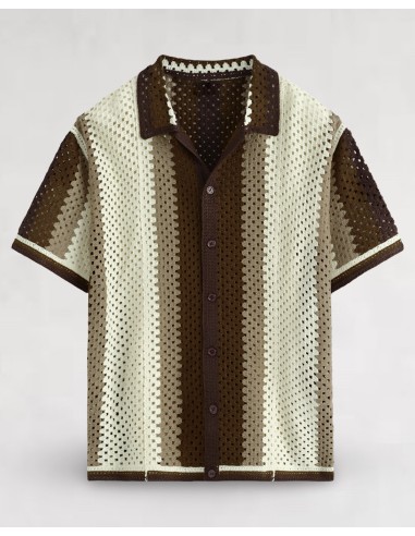 CHEMISE TEXTURÉE EN CROCHET MARRON