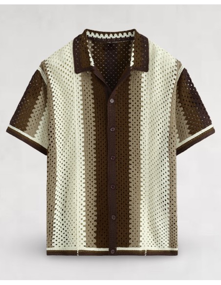 CHEMISE TEXTURÉE EN CROCHET MARRON