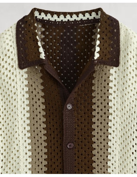 CHEMISE TEXTURÉE EN CROCHET MARRON