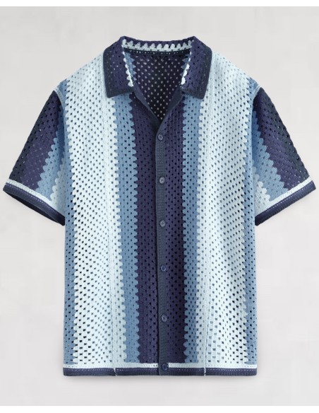 Chemisette bleue en crochet "ELEMENT"