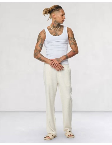 Pantalon uni beige en toile