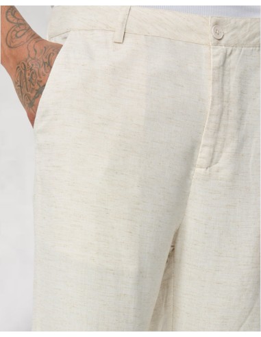 Pantalon uni beige en toile Pantalon uni beige en toile
