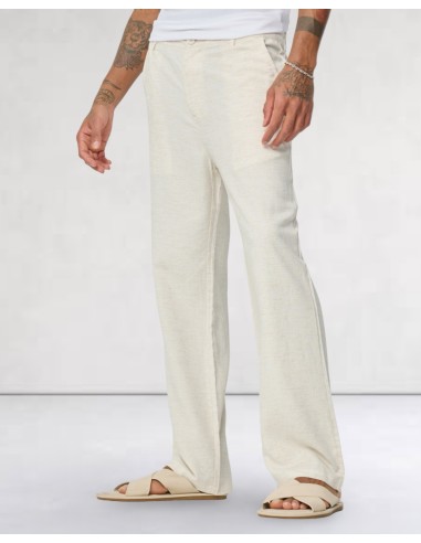 Pantalon uni beige en toile Pantalon uni beige en toile