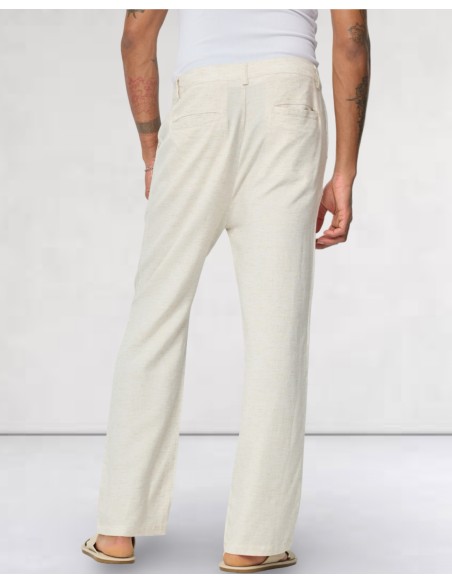 Pantalon uni beige en toile