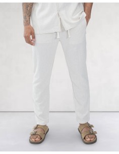 Pantalon en toile uni beige
