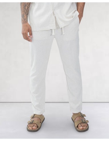 Pantalon en toile uni beige