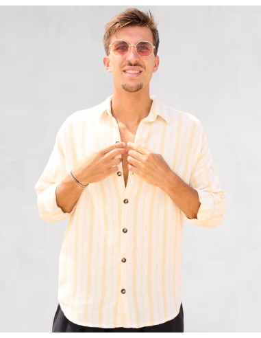 Chemise "Buldan" double rayures jaune