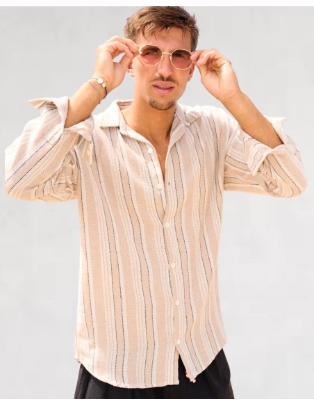 Chemise "Buldan" beige et noir