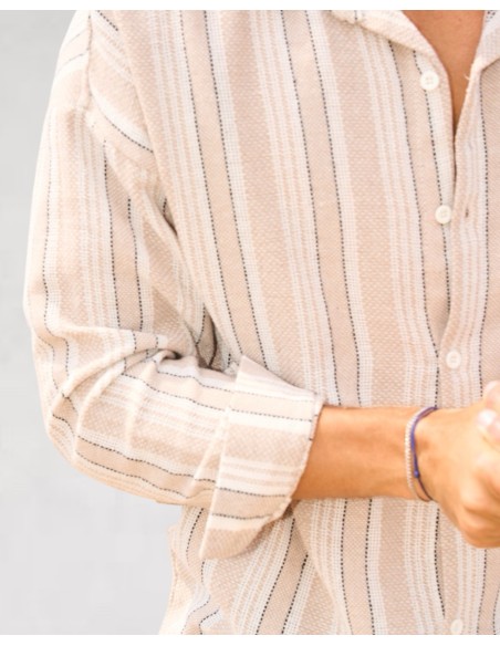 Chemise "Buldan" beige et noir