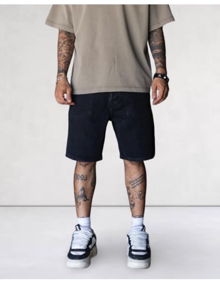 Short en jean regular noir