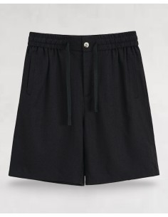 Short en lin à lacets noir 2