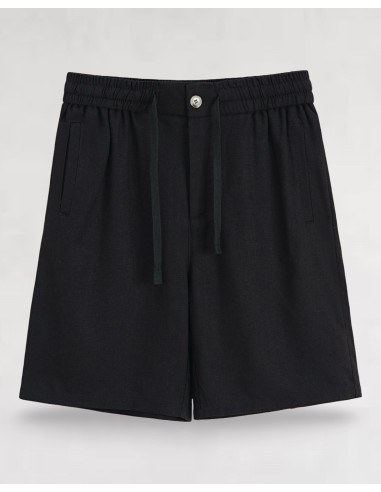 Short en lin à lacets noir