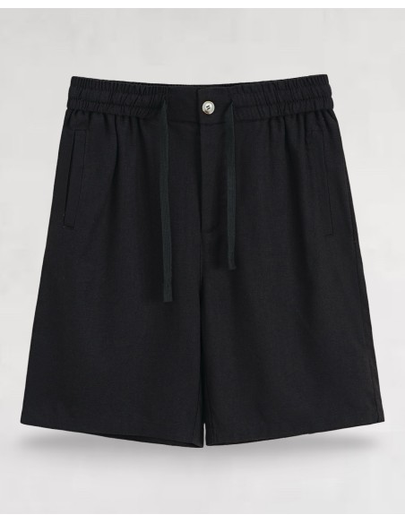 Short en lin à lacets noir