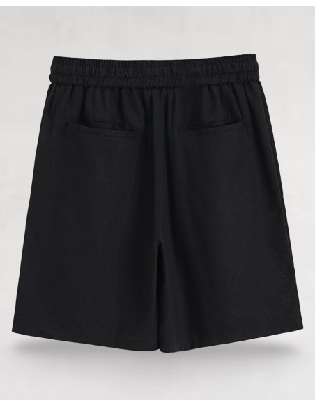 Short en lin à lacets noir