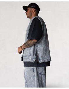 Veste sans manche Denim Streetwear Bleu 2