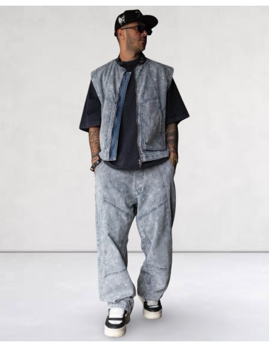 Veste sans manche Denim Streetwear Bleu