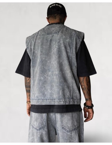 Veste sans manche Denim Streetwear Bleu