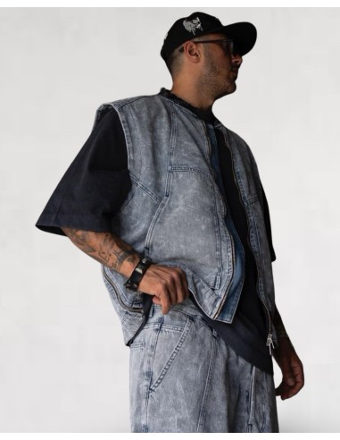 Veste sans manche Denim Streetwear Bleu