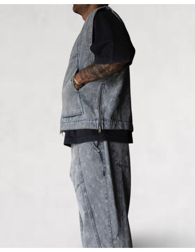 Veste sans manche Denim Streetwear Bleu