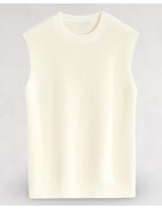 Pull en maille sans manche écru