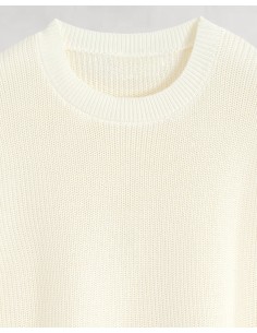 Pull en maille sans manche écru 2