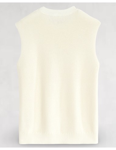 Pull en maille sans manche écru