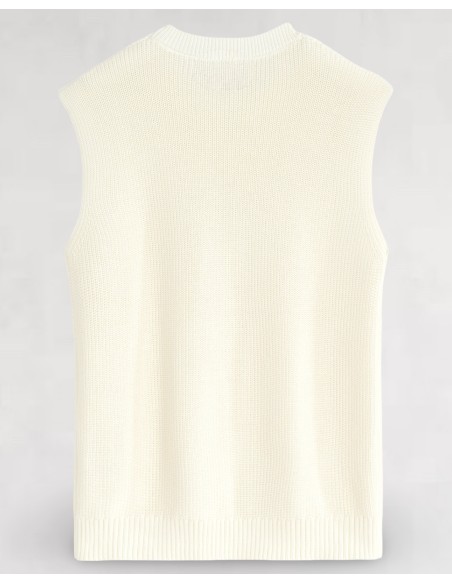 Pull en maille sans manche écru
