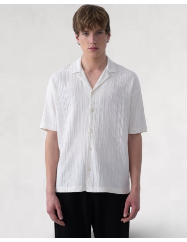 Chemise fine en toile rayée beige