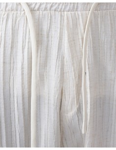Pantalon fin en toile rayée beige 2