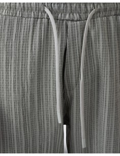 Pantalon fin en toile rayée vert 2