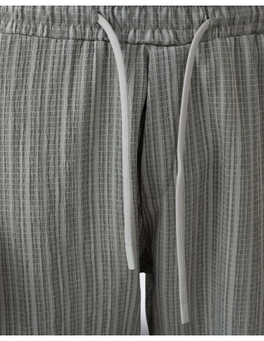 Pantalon fin en toile rayée vert