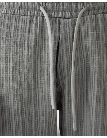 Pantalon fin en toile rayée vert