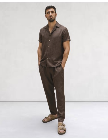 Ensemble pantalon chemisette ultra fluide marron
