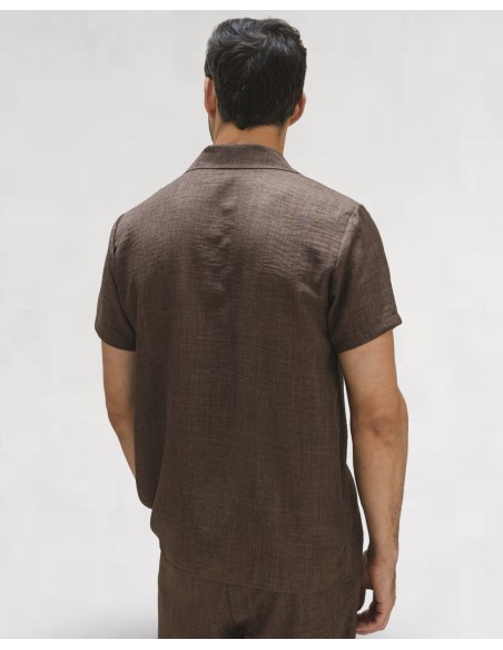 Ensemble pantalon chemisette ultra fluide marron