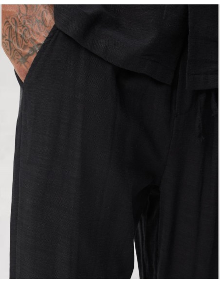 Ensemble pantalon chemisette fluide noir