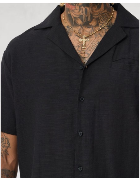 Ensemble pantalon chemisette fluide noir