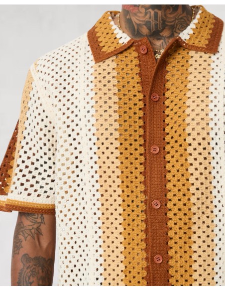 Chemisette "EGYPTE" en crochet camel