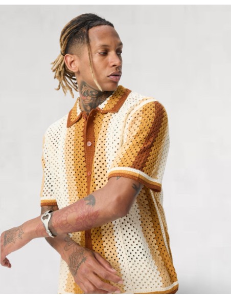 Chemisette "EGYPTE" en crochet camel