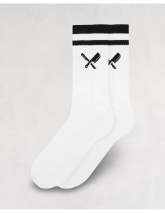 chaussettes mi haute sport blanche rayée noir