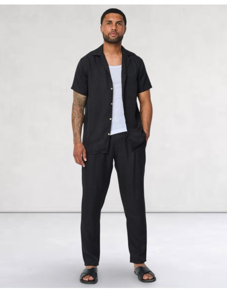 Ensemble noir pantalon chemisette ultra fluide