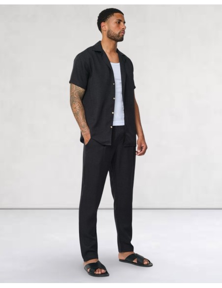 Ensemble noir pantalon chemisette ultra fluide