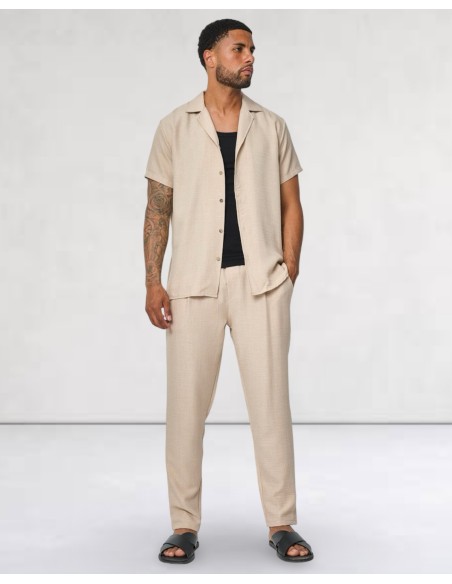 Ensemble beige pantalon chemisette ultra fluide