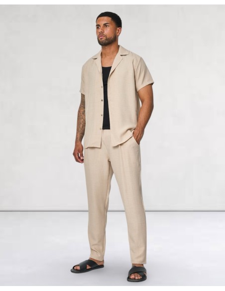 Ensemble beige pantalon chemisette ultra fluide